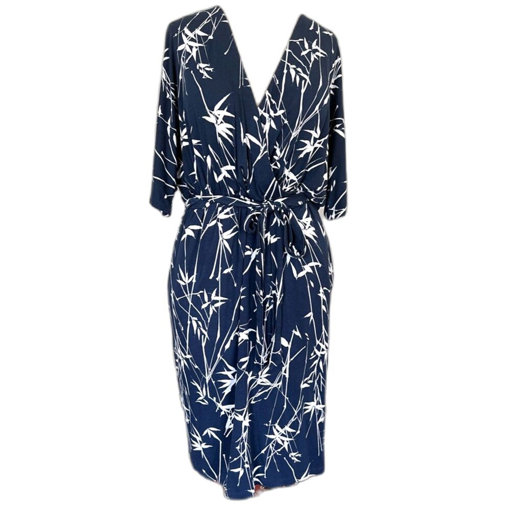 Banana Republic Navy and White Faux Wrap Dress Size XL